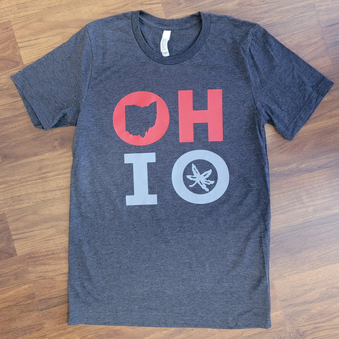 OH IO Stacked Ohio Buckeye Soft Style T-Shirt