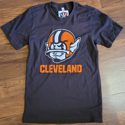 Cleveland Football Elf Helmet Brown T-Shirt