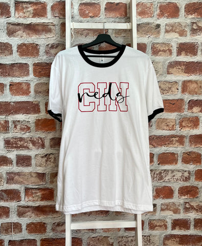 Reds Cursive - White T-Shirt